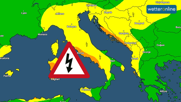 In den angrenzenden Ländern des zentralen Mittelmeers sind am Donnerstag Unwetter möglich.