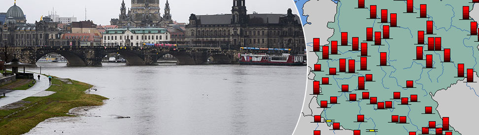 Hochwasser in Dresden - Flusspegel in Deutschland im Überblick (c) dpa