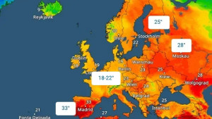 Das TemperaturRadar zeigt verbreitet Sommerwetter in Europa. 