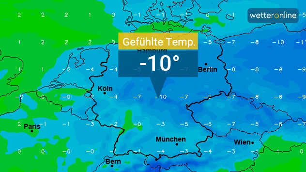 Die gefühlte Temperatur geht Ende der Woche selbst nachmittags bis auf minus 10 Grad hinab.