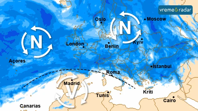 Prognoza padavina za Evropu