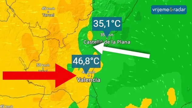 fenski utjeca za rekordnu temperaturu u Valenciji
