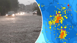 WetterRadar und Foto von Überflutungen (c) extremwetter.tv