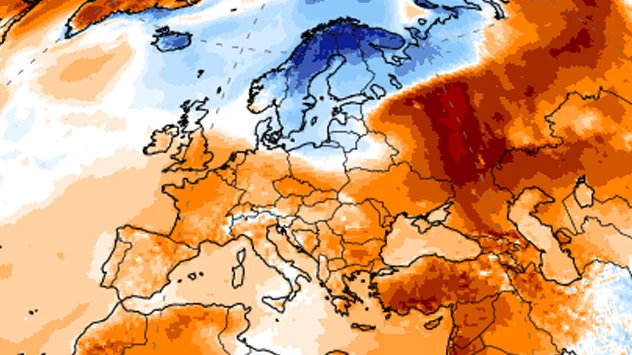 Mientras gran parte de Europa estaba bajo anomalías de temperatura positivas, Escandinavia registraba valores por debajo de la media. 