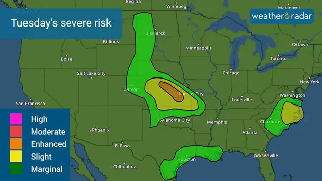 Tuesday's threat of severe weather