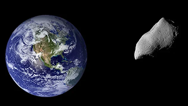 Erde und Asteroid