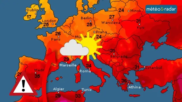 Carte probable des températures mardi prochain