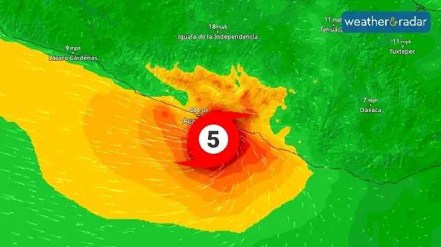 Hurricane Otis on WindRadar approaching Mexico