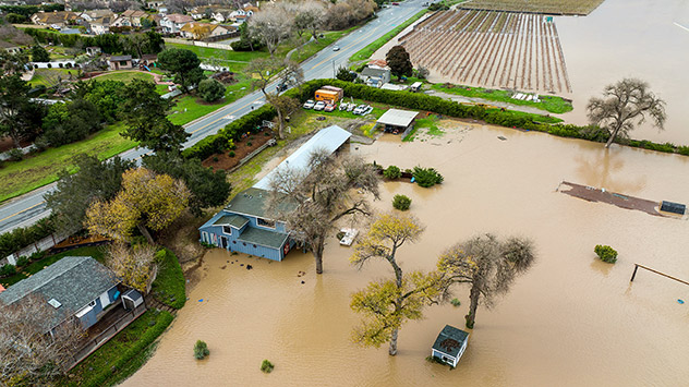 Überschwemmungen  Kalifornien aus der Luft