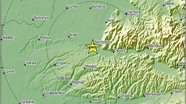 Cutremurul de marți seara a avut epicentrul la 20 km est de Arad.