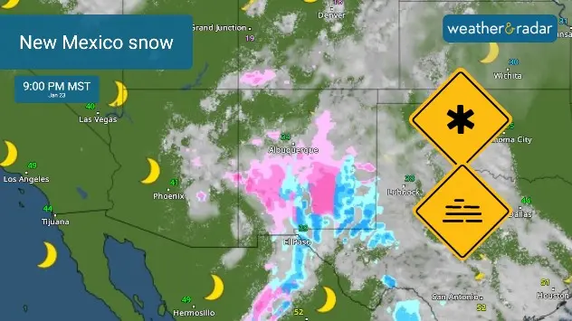 Heavy snow and strong winds could reduce visibilities across New Mexico on Monday night into Tuesday. 