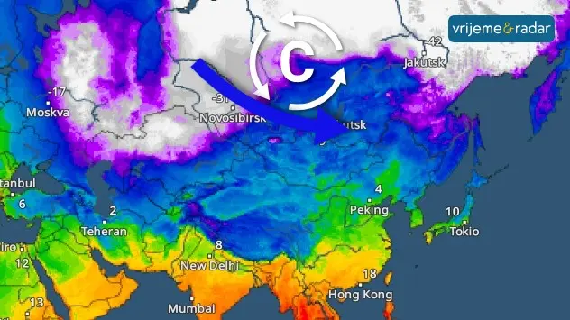 Ekstremna hladnoća na području Sibira  ispod -60°C