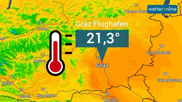 TemperaturRadar für Graz am 5. Februar 2024.