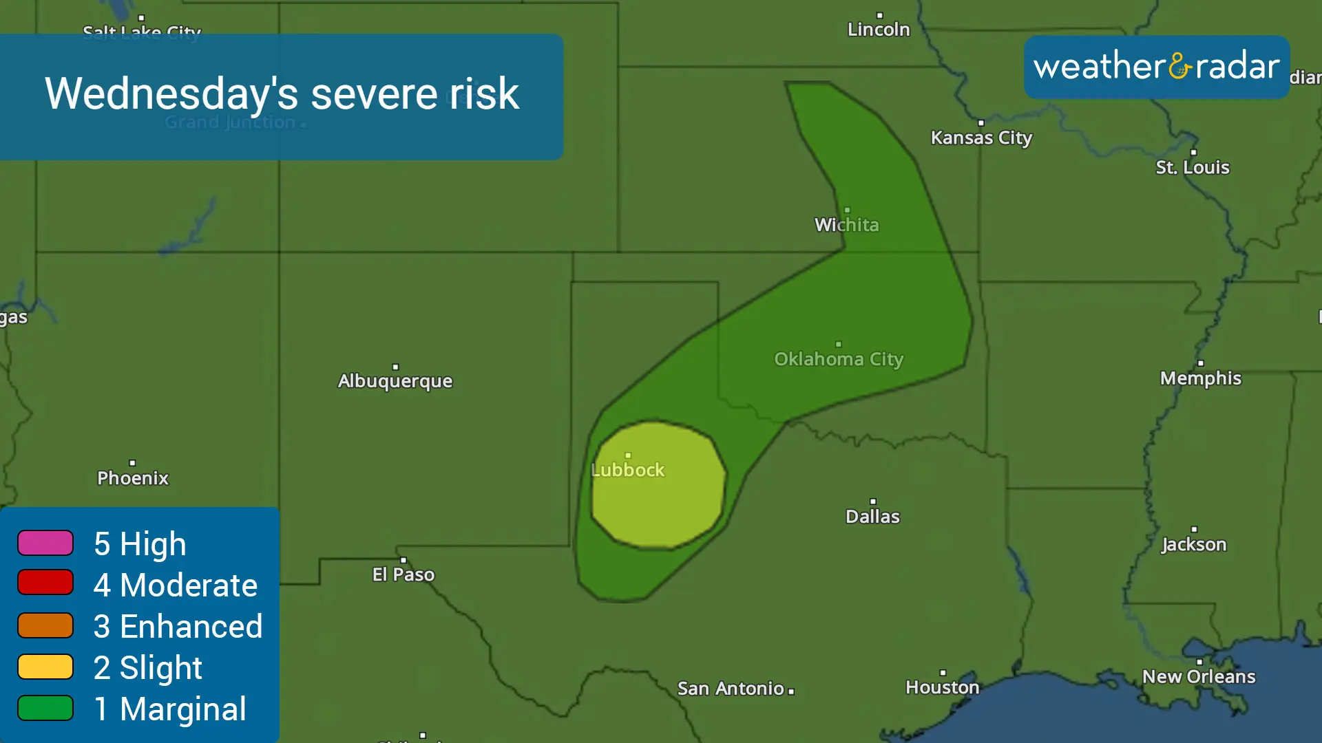 Severe storms will affect the Texas Panhandle and parts of Oklahoma.