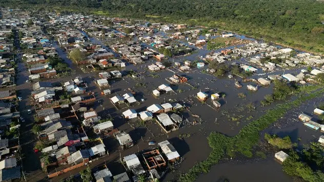 Inundación en São Leopoldo, Brasil, el domingo después de la llegada de un ciclón extratropical.