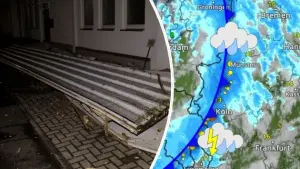 Gebäudeschäden - WetterRadar zeigt Kaltfront (c) dpa