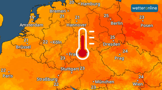 TemperaturRadar für Pfingstmontag