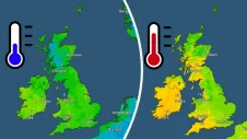 Temperature maps of the UK and Ireland morning and afternoon