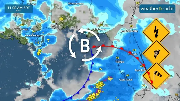 Baja presión trae un viernes tormentoso para Florida. 