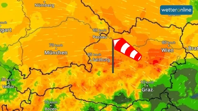 Die Grafik zeigt die Windgeschwindigkeiten für Freitag an.
