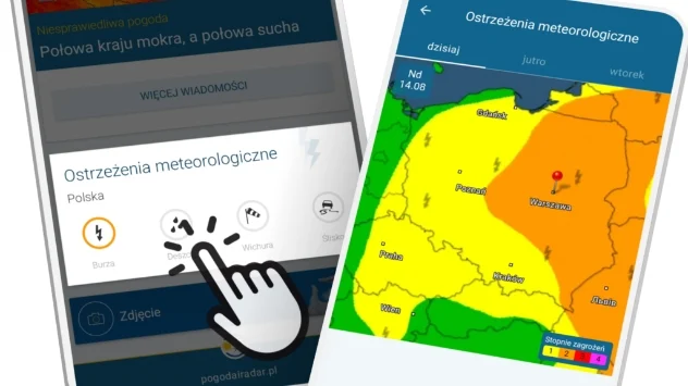 Mapa ostrzeżeń pogodowych dla Polski