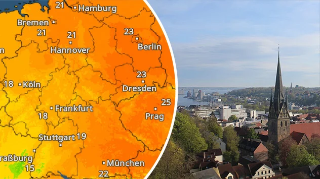 TemperaturRadar für den Nachmittag und Webcam-Bild aus Flensburg