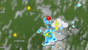 WetterRadar zeigt Gewitter über Dresden
