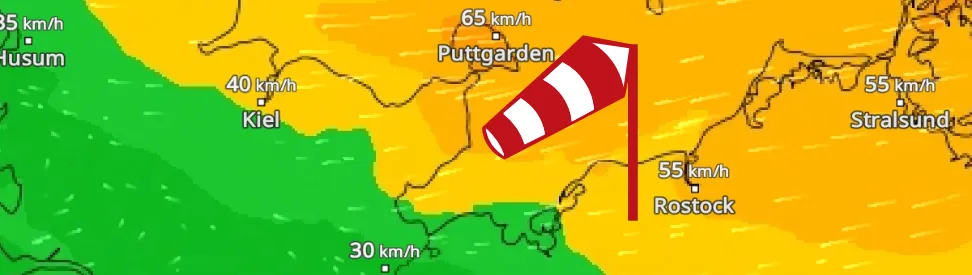 WindRadar zeigt kräftigen Wind an der Ostsee