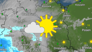 WetterRadar zeigt Sonnenschein im Osten Deutschlands