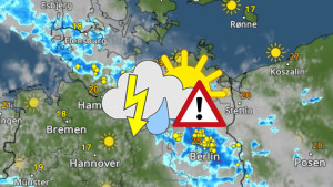 WetterRadar zeigt am Mittwoch Gewitter im Nordosten