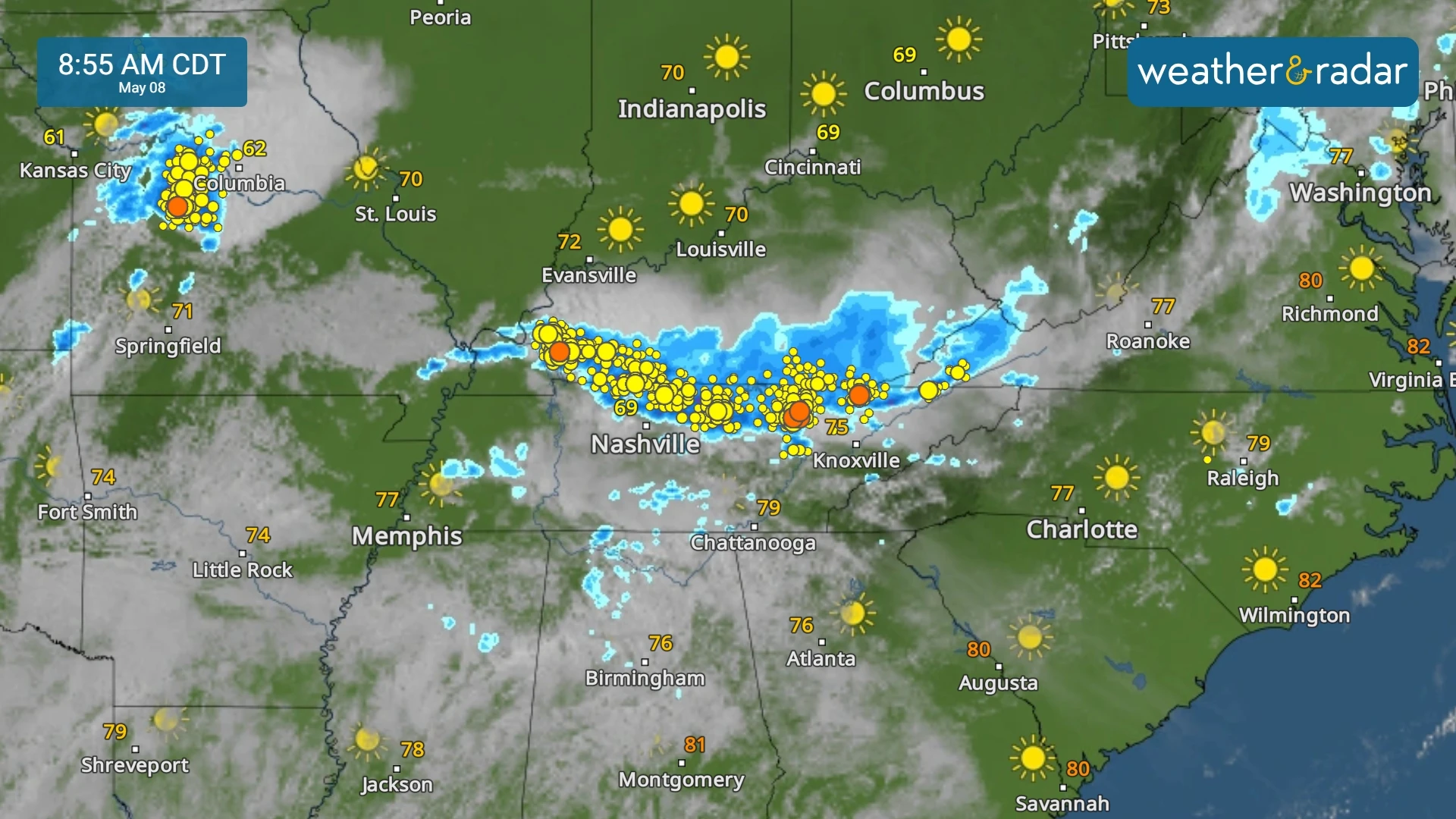 Strong storms moving across northern Tennessee