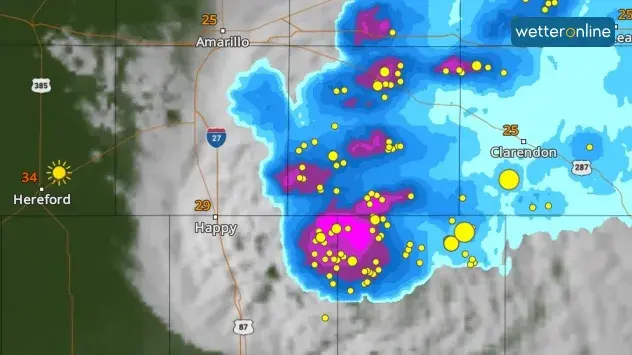 Das WetterRadar zeigt das verantwortliche Gewitter im US-Bundesstaat Texas am 2. Juni 2024 um 19:30 Uhr (Ortszeit). 