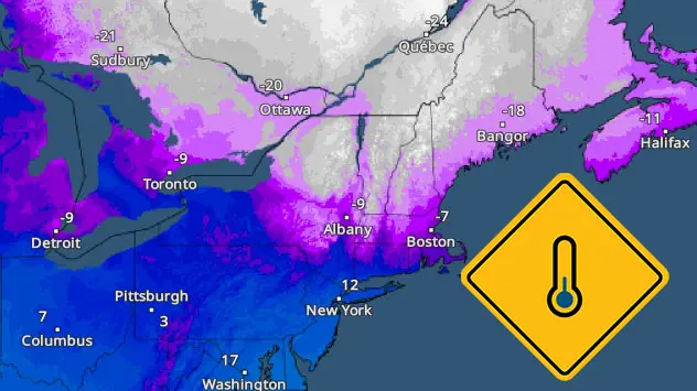 Midnight Saturday temperatures across the Northeast are at dangerous levels with colder wind chills.