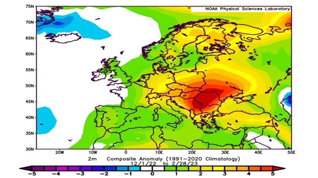 Odstupanje temperature u Evropi
