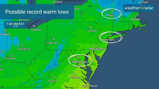 Possibly record warm lows 