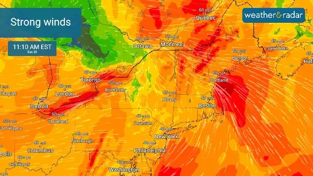 Strong winds over New England left over 350,000 customers without power, so far.