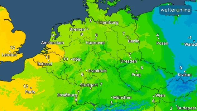 Unsere TemperaturRadar zeigt, wo es am Freitag am mildesten wird.