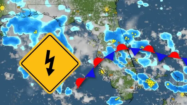 Stationary front slowly retracts northward increasing thunderstorm risk this week. 