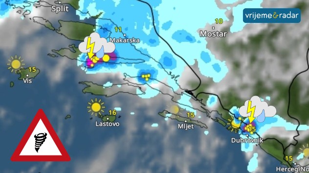 vrijeme i radar grmljavinsko nevrijeme sa tučom