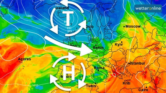 Wetterkarte mit Drucksystemen