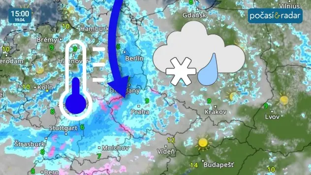 V přílivu studeného a vlhkého vzduchu od severu Česko zažívá chladné počasí s občasným deštěm, od středních poloh se objevují sněhové vločky.