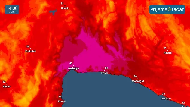 Antalya 1. listopada rekrodna temperatura
