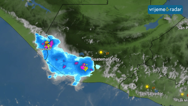 Zbog zemljopisnog položaja u Srednjoj Americi u tropima, grmljavinske oluje su česte u Guatemali.