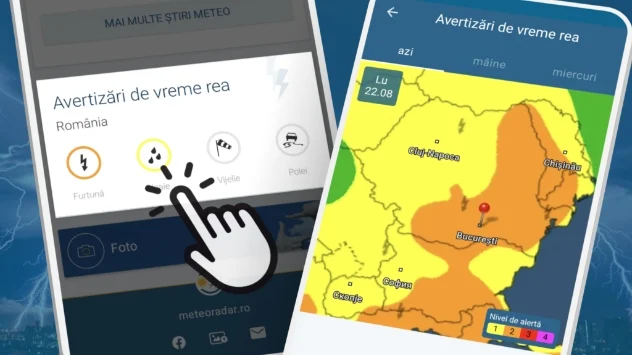 Harta avertizărilor meteo în România