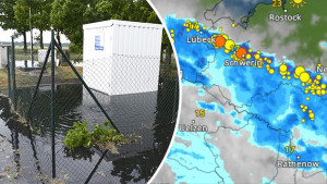 Überflutungen im Havelland und WetterRadar-Bild (c) extremwetter.tv