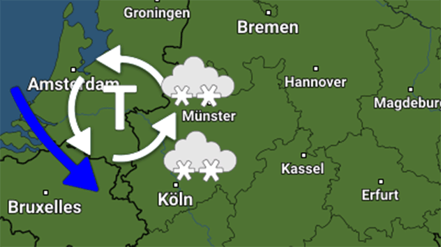 Das Schneetief drehte sich nahezu ortsfest über Nordwestdeutschland, dabei wehte ein stürmischer Wind.
