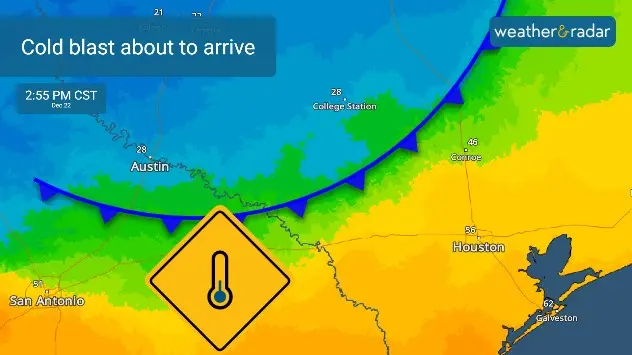2:55 pm CT: Temperatures are about to take a plunge across Southeast Texas. 