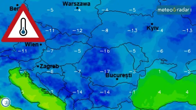 Temperaturile minime estimate de modelul ECMWF în jurul datei de 8 februarie.
