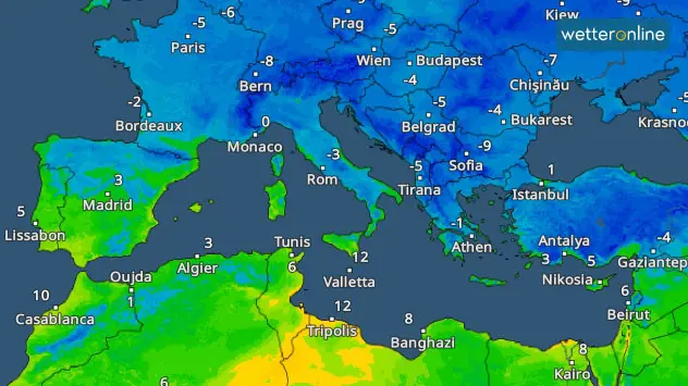 Nachtfrost am Mittwochmorgen im Mittelmeerraum