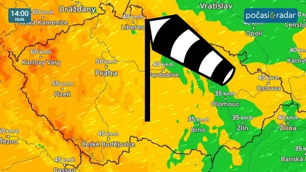 Hlavně v Čechách bude v pátek během dne zesilovat západní až jihozápadní vítr.